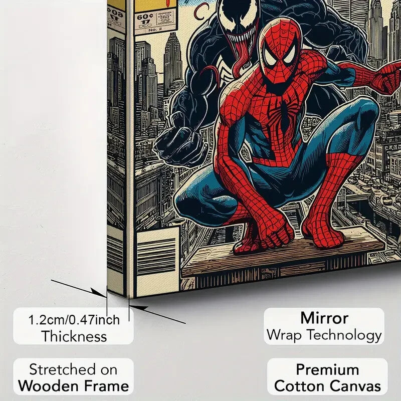 SPIDERMAN & VENOM-MARVEL-FRAMED STRETCHED CANVAS PRINT-READY TO HANG-40CMx60CM