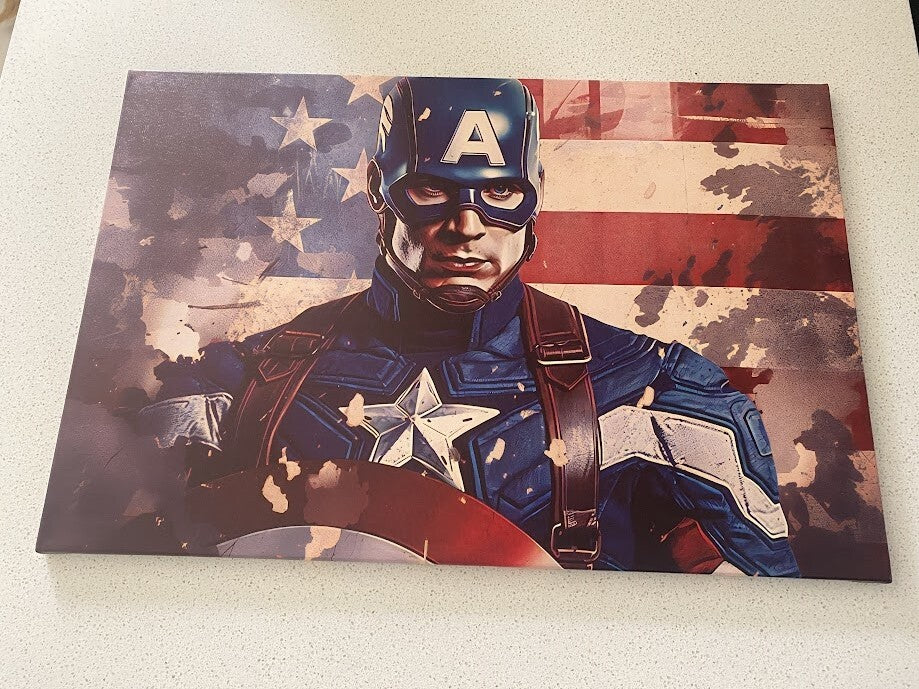 CAPTAIN AMERICA-FRAMED STRETCHED CANVAS PRINT-ART-READY TO HANG-40CMx60CM