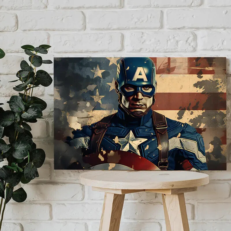 CAPTAIN AMERICA-FRAMED STRETCHED CANVAS PRINT-ART-READY TO HANG-40CMx60CM