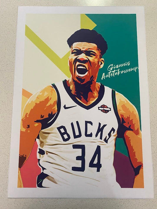 GIANNIS ANTETOKOUNMPO-MILWAUKEE BUCKS-40CM(W)x60CM(L) CANVAS PRINT-(ROLLED)