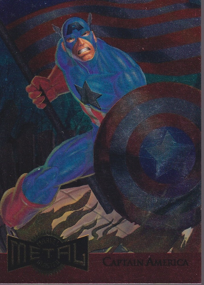 1995 FLEER MARVEL METAL-CAPTAIN AMERICA-NO.2 OF 18 (METAL BLASTER)