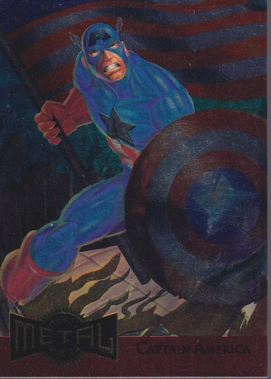 1995 FLEER MARVEL METAL-CAPTAIN AMERICA-NO.2 OF 18 (METAL BLASTER)