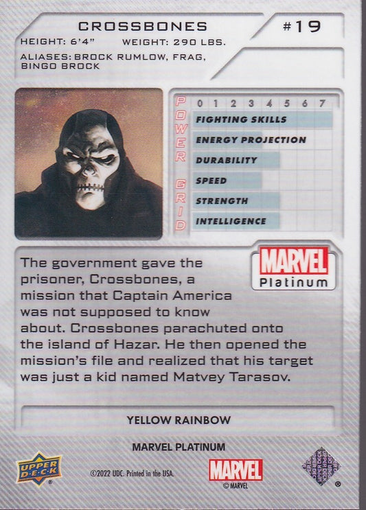 2023 MARVEL PLATINUM-CROSSBONES-NO.19 (YELLOW RAINBOW)