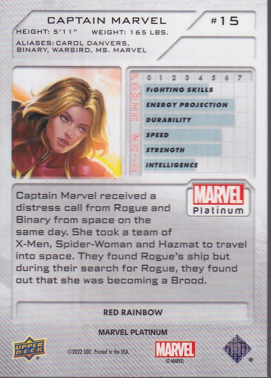 2023 MARVEL PLATINUM-CAPTAIN MARVEL-NO.15 (RED RAINBOW)