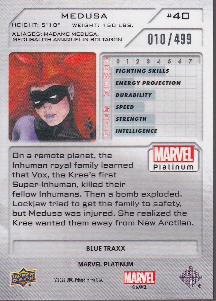 2023 MARVEL PLATINUM-MEDUSA-NO.40 (BLUE TRAXX-010/499)