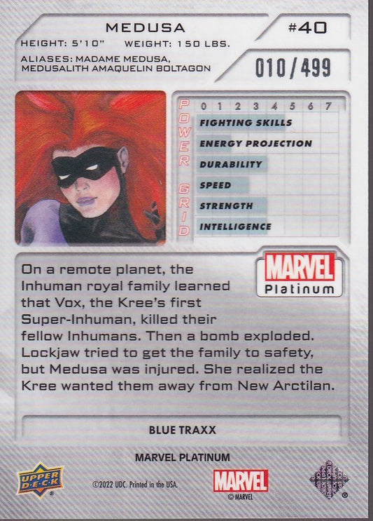 2023 MARVEL PLATINUM-MEDUSA-NO.40 (BLUE TRAXX-010/499)