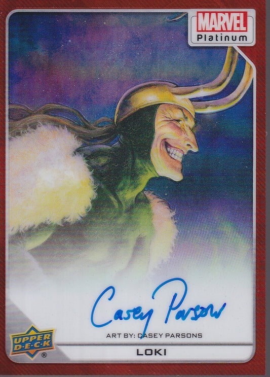 2023 MARVEL PLATINUM-LOKI/CASEY PARSONS-NO.38 (ARTIST AUTO ORANGE RAINBOW-04/35)