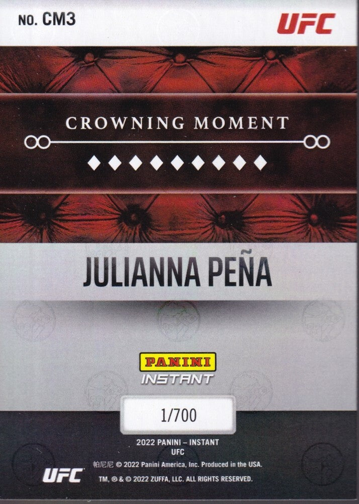 JULIANNA PENA-NO.CM3 (CROWNING MOMENT) 2022 PANINI INSTANT UFC TRADING CARD