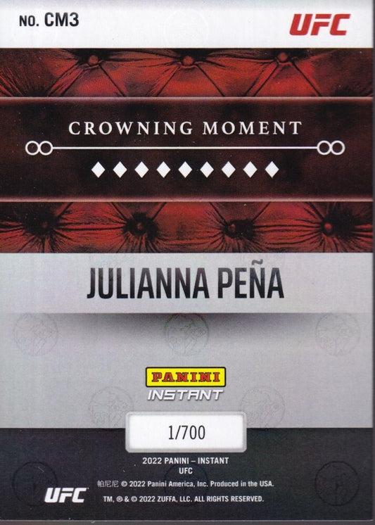 JULIANNA PENA-NO.CM3 (CROWNING MOMENT) 2022 PANINI INSTANT UFC TRADING CARD
