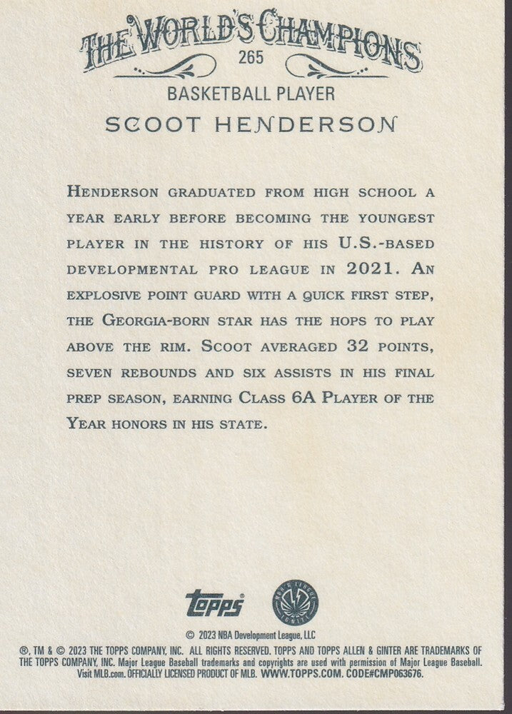 SCOOT HENDERSON-NO.265 (PORTRAIT-BASE)-2023 TOPPS ALLEN & GINTER