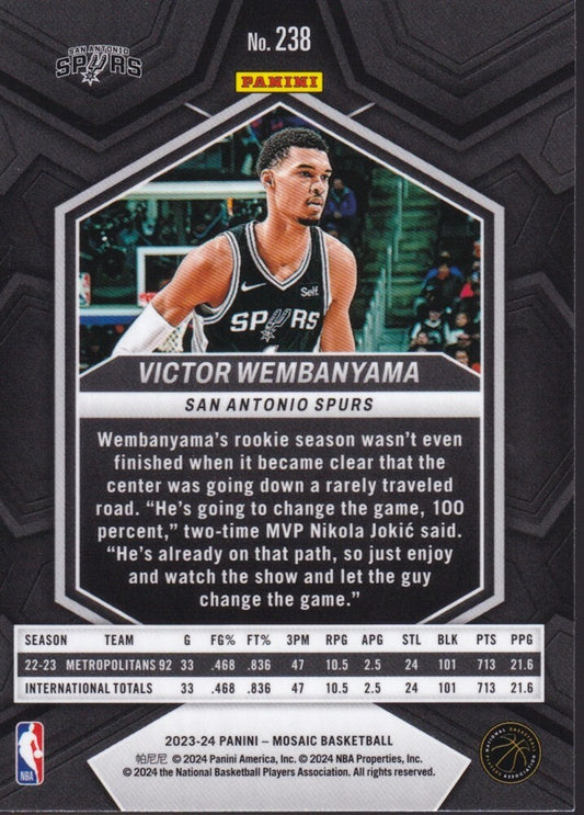 VICTOR WEMBANYAMA-NO.238 (BASE)-2023-24 PANINI-MOSAIC (RC) ROOKIE CARD