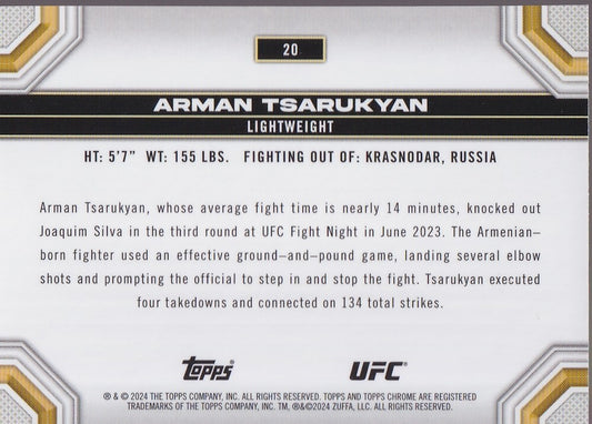 ARMAN TSARUKYAN-NO.20-PRISM REFRACTOR CARD-2024 TOPPS CHROME UFC