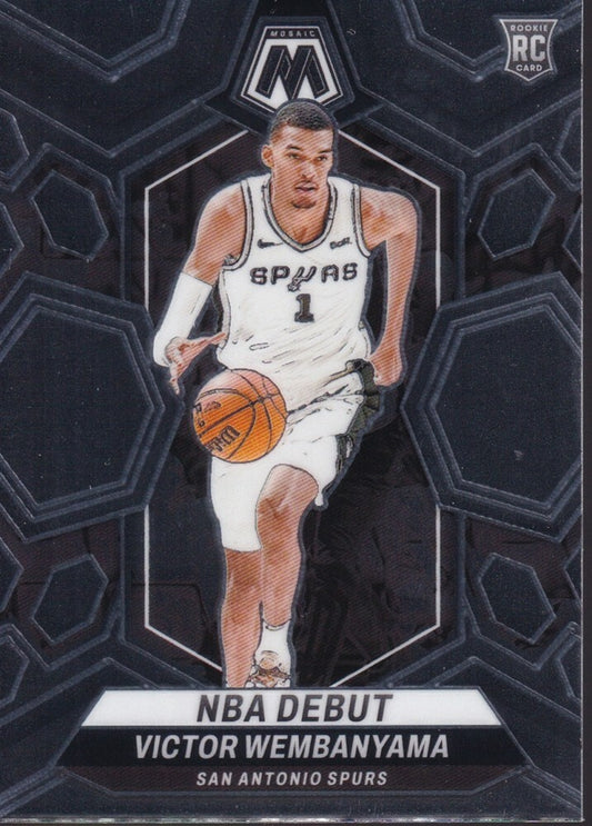 VICTOR WEMBANYAMA-NO.257 (NBA DEBUT)-2023-24 PANINI-MOSAIC (RC) ROOKIE CARD