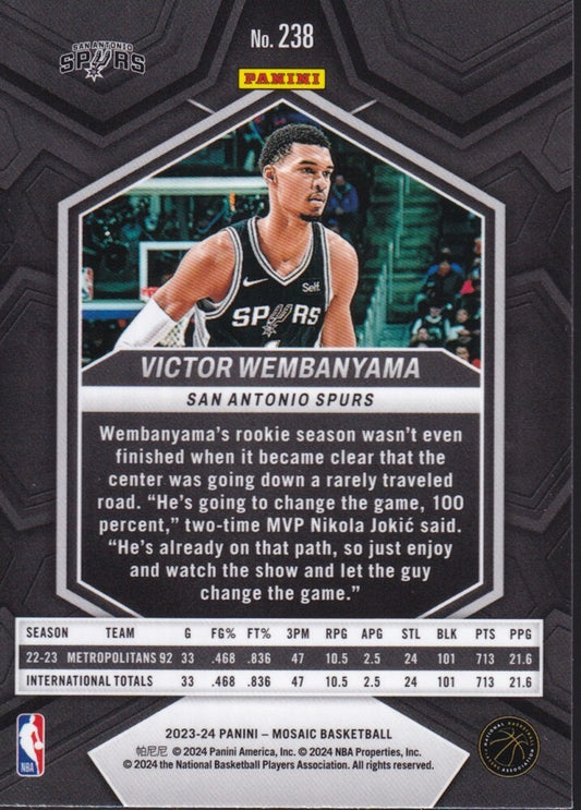 VICTOR WEMBANYAMA-NO.238 (BASE)-2023-24 PANINI-MOSAIC (RC) ROOKIE CARD