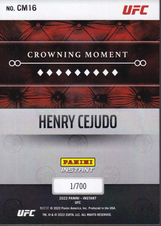 HENRY CEJUDO-NO.CM16 (CROWNING MOMENT) 2022 PANINI INSTANT UFC TRADING CARD