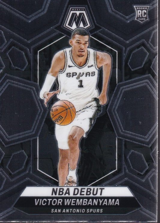 VICTOR WEMBANYAMA-NO.257 (NBA DEBUT)-2023-24 PANINI-MOSAIC (RC) ROOKIE CARD