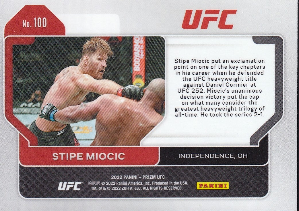 No.100-STIPE MIOCIC-2022 PANINI UFC PRIZM TRADING CARD