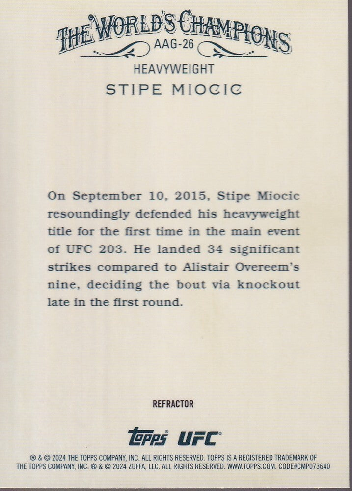 STIPE MIOCIC-NO.AAG-26-ALLEN & GINTER INSERT CARD-2024 TOPPS CHROME UFC