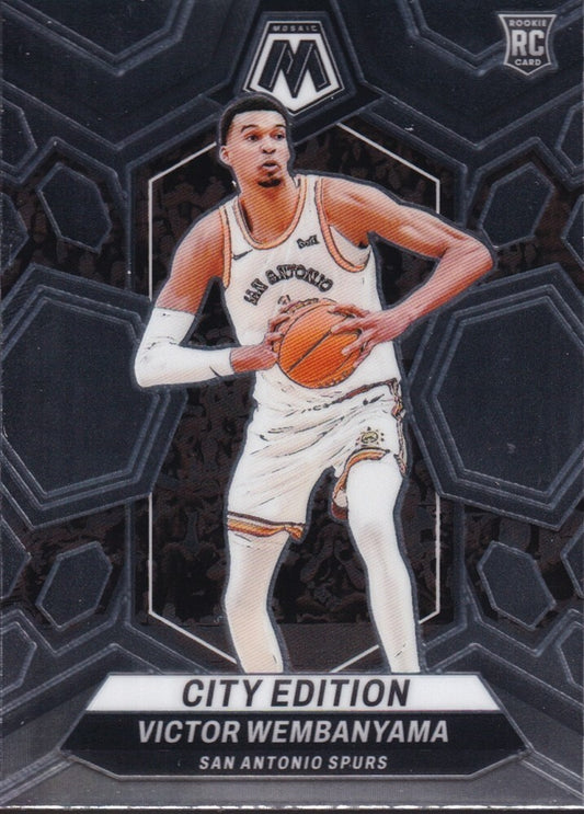 VICTOR WEMBANYAMA-NO.282 (CITY EDITION)-2023-24 PANINI-MOSAIC (RC) ROOKIE CARD