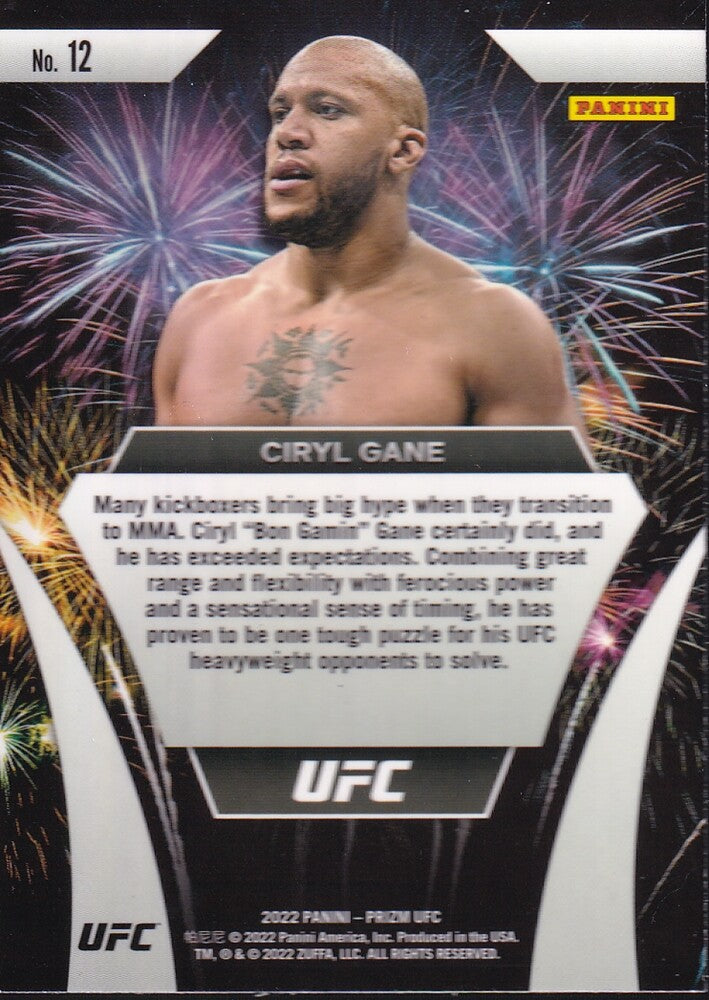 CIRYL GANE-No.12 (FIREWORKS)-UFC PANINI PRIZM 2022 TRADING CARD