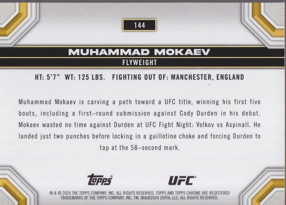 MUHAMMAD MOKAEV-NO.144-SEPIA REFRACTOR CARD-2024 TOPPS CHROME UFC