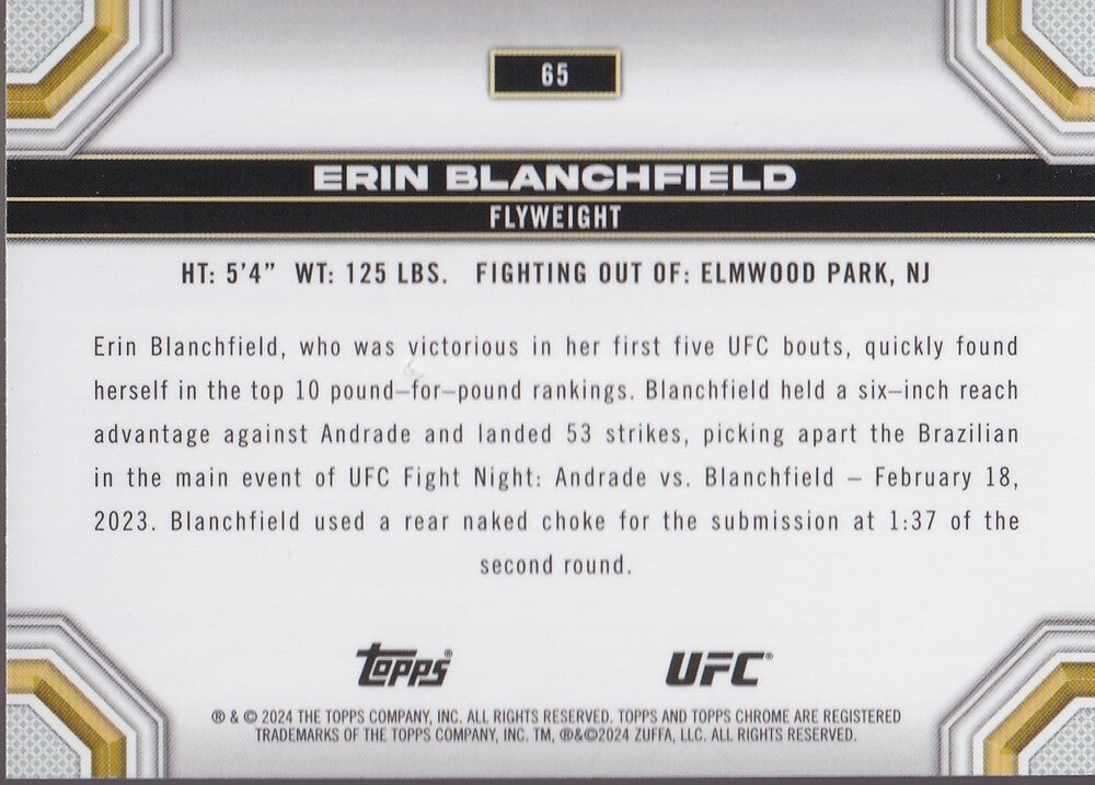 ERIN BLANCHFIELD-NO.65-SEPIA REFRACTOR CARD-2024 TOPPS CHROME UFC