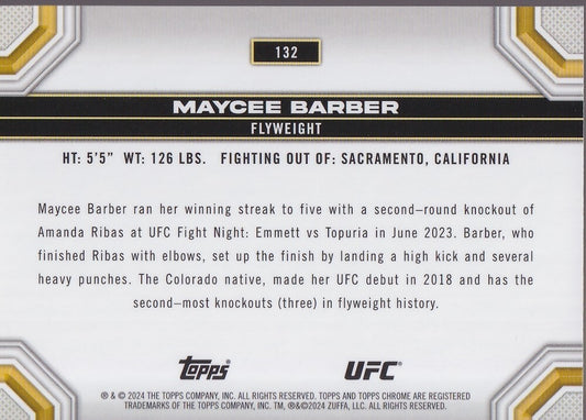 MAYCEE BARBER-NO.132-SEPIA REFRACTOR CARD-2024 TOPPS CHROME UFC
