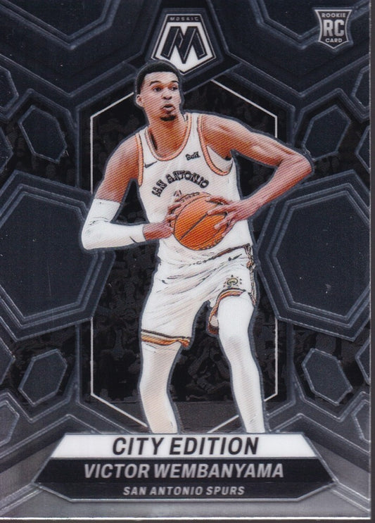 VICTOR WEMBANYAMA-NO.282 (CITY EDITION)-2023-24 PANINI-MOSAIC (RC) ROOKIE CARD