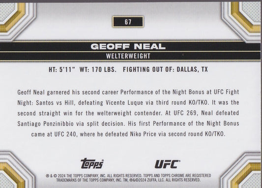 GEOFF NEAL-NO.67-SEPIA REFRACTOR CARD-2024 TOPPS CHROME UFC