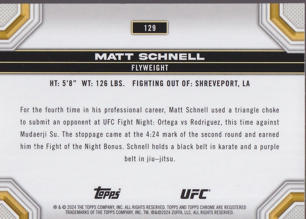 MATT SCHNELL-NO.129-SEPIA REFRACTOR CARD-2024 TOPPS CHROME UFC