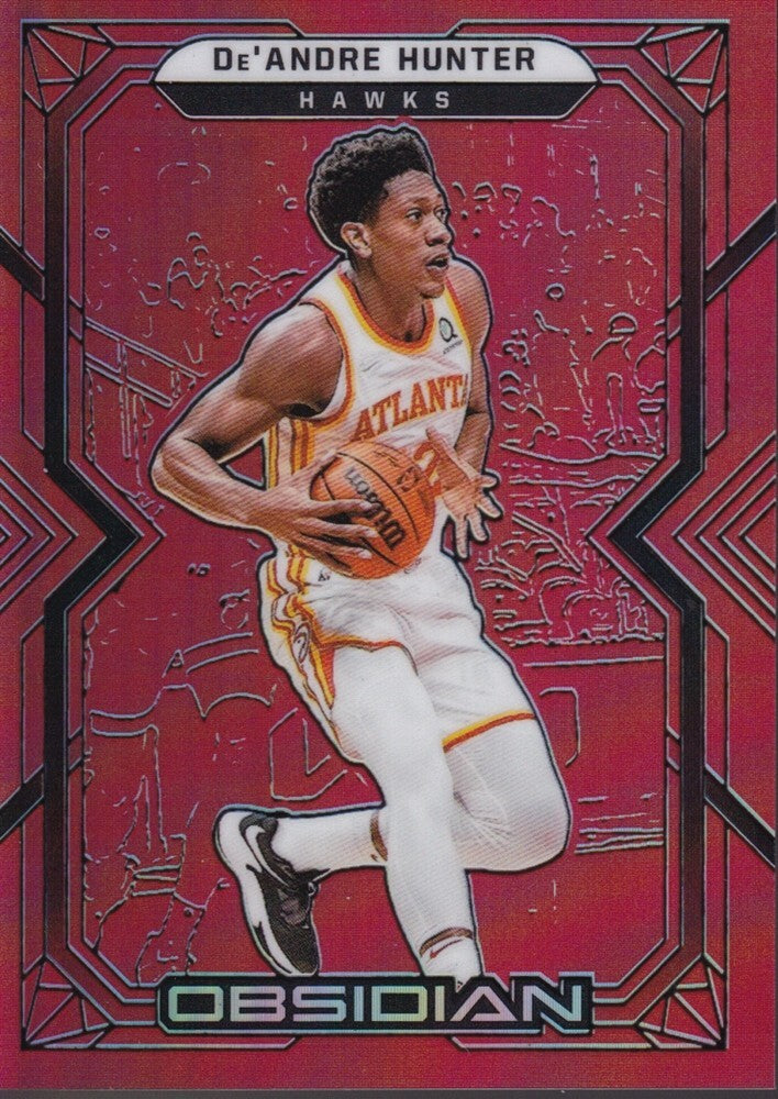 DEANDRE HUNTER-NO.42 (ELECTRIC ETCH RED FLOOD)-2021/22 PANINI OBSIDIAN CARD