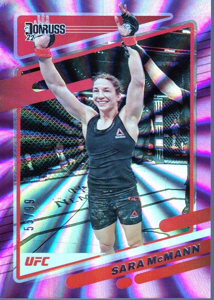SARA McMANN-NO.183 (HOLO PURPLE LASER-55/99) 2022 PANINI DONRUSS UFC CARD