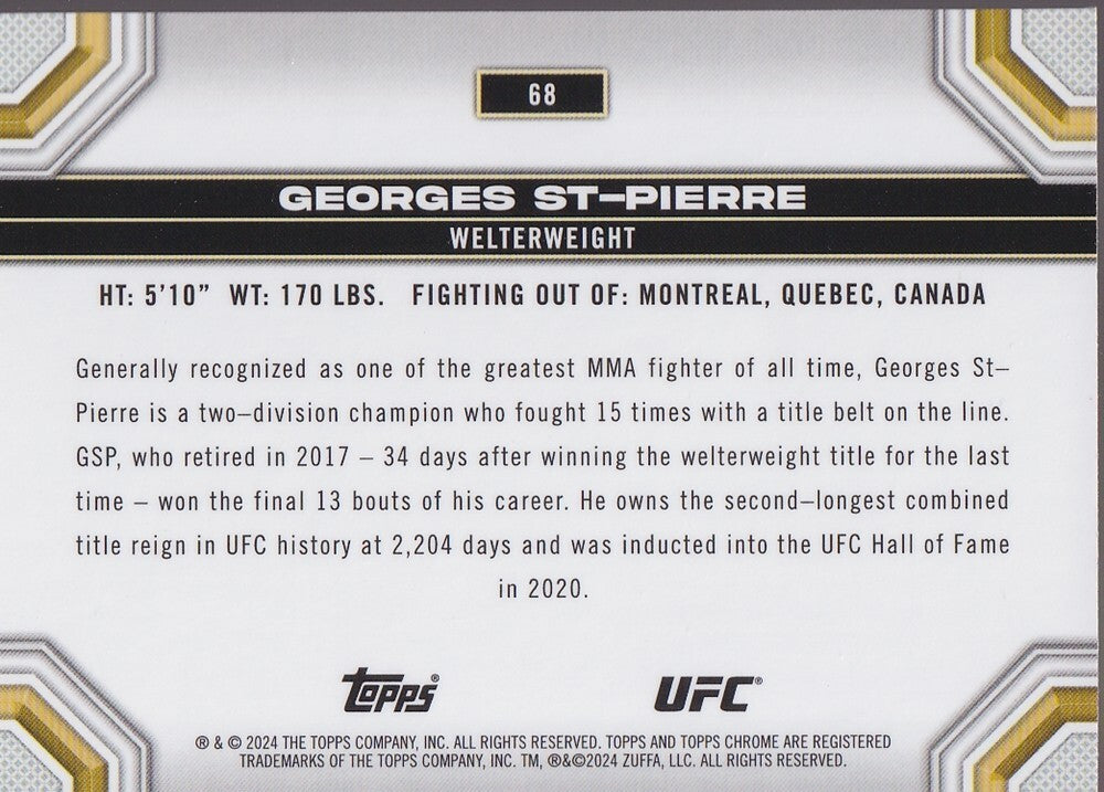 GEORGES ST-PIERRE-NO.68-SEPIA REFRACTOR CARD-2024 TOPPS CHROME UFC