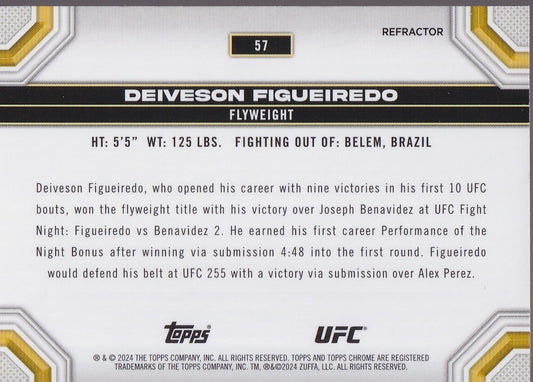 DEIVESON FIGUEIREDO-NO.57-CHROME REFRACTOR CARD-2024 TOPPS CHROME UFC