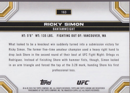 RICKY SIMON-NO.163-SEPIA REFRACTOR CARD-2024 TOPPS CHROME UFC