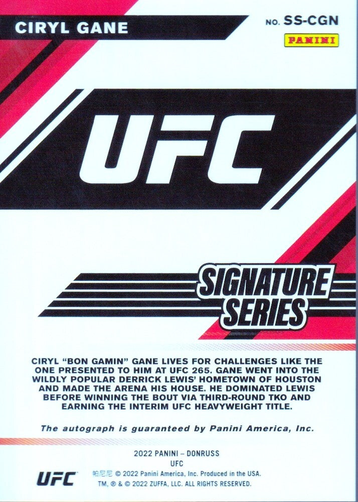 CIRYL GANE-NO.SS-CGN (SIGNATURE SERIES) 2022 PANINI DONRUSS UFC CARD
