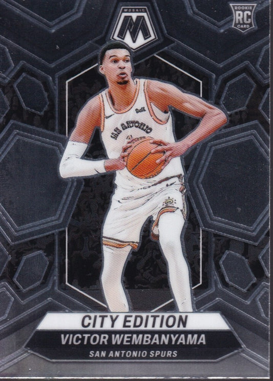 VICTOR WEMBANYAMA-NO.282 (CITY EDITION)-2023-24 PANINI-MOSAIC (RC) ROOKIE CARD