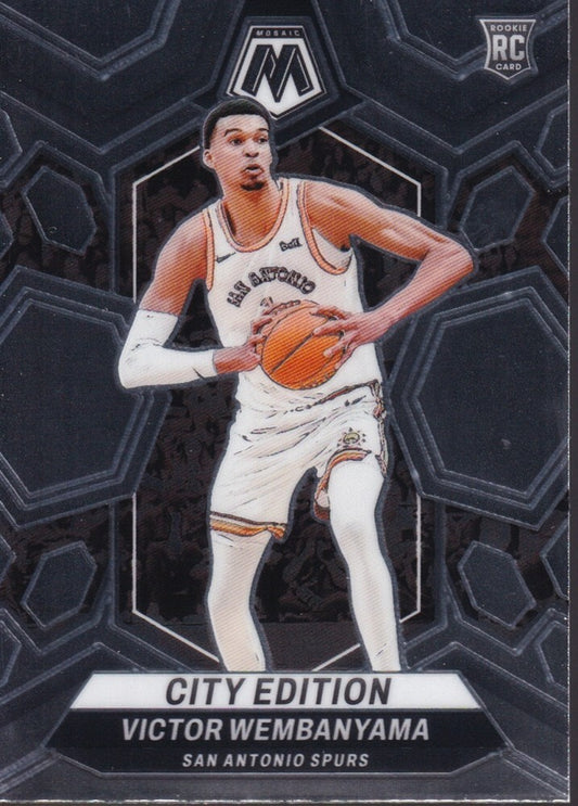 VICTOR WEMBANYAMA-NO.282 (CITY EDITION)-2023-24 PANINI-MOSAIC (RC) ROOKIE CARD