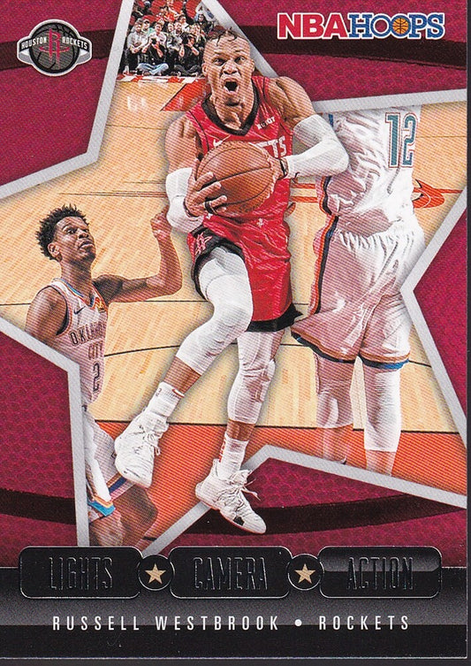RUSSELL WESTBROOK-NO.13 (LIGHTS CAMERA ACTION)-NBA HOOPS 2020 TRADING CARD