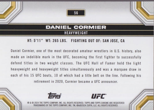 DANIEL CORMIER-NO.56-SEPIA REFRACTOR CARD-2024 TOPPS CHROME UFC