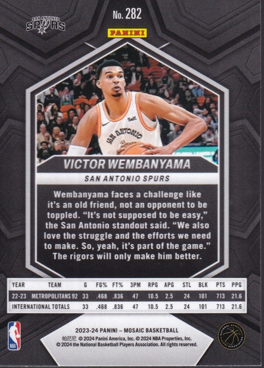 VICTOR WEMBANYAMA-NO.282 (CITY EDITION)-2023-24 PANINI-MOSAIC (RC) ROOKIE CARD