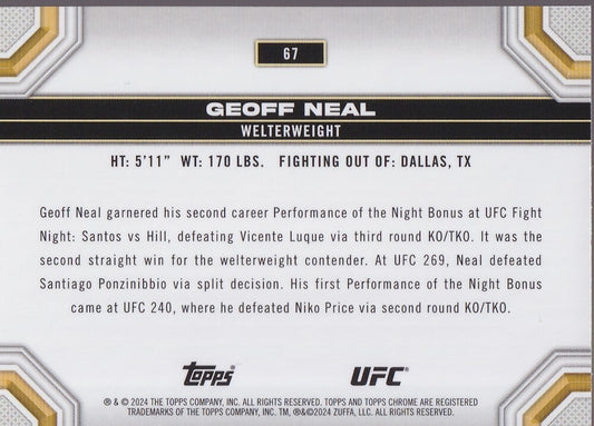 GEOFF NEAL-NO.67-PRISM REFRACTOR CARD-2024 TOPPS CHROME UFC