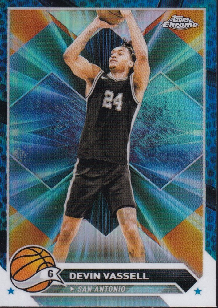 2023-24 Topps Chrome (NBA) Blue Basketball Refractors Card-#152 Devin Vassell