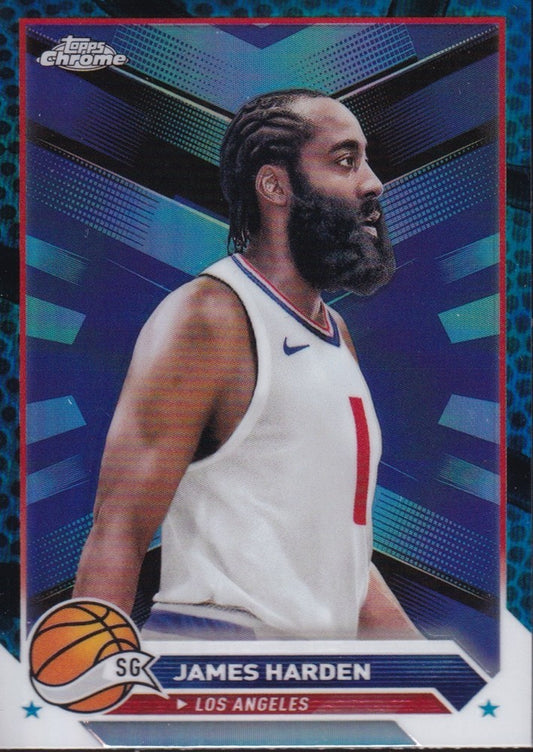 2023-24 Topps Chrome (NBA) Blue Basketball Refractors Card #31-James Harden