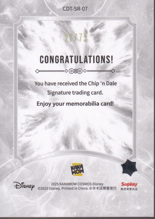 2025 Kakawow Cosmos Disney Signatures COSMOS Red #CDT-SR-07 Chip 'n Dale 27/75