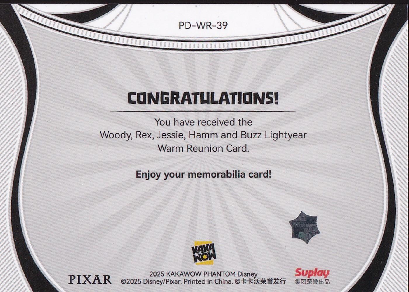 2025 Phantom Warm Reunion #PDWR39 Woody, Buzz Lightyear, Jessie, Hamm & Rex