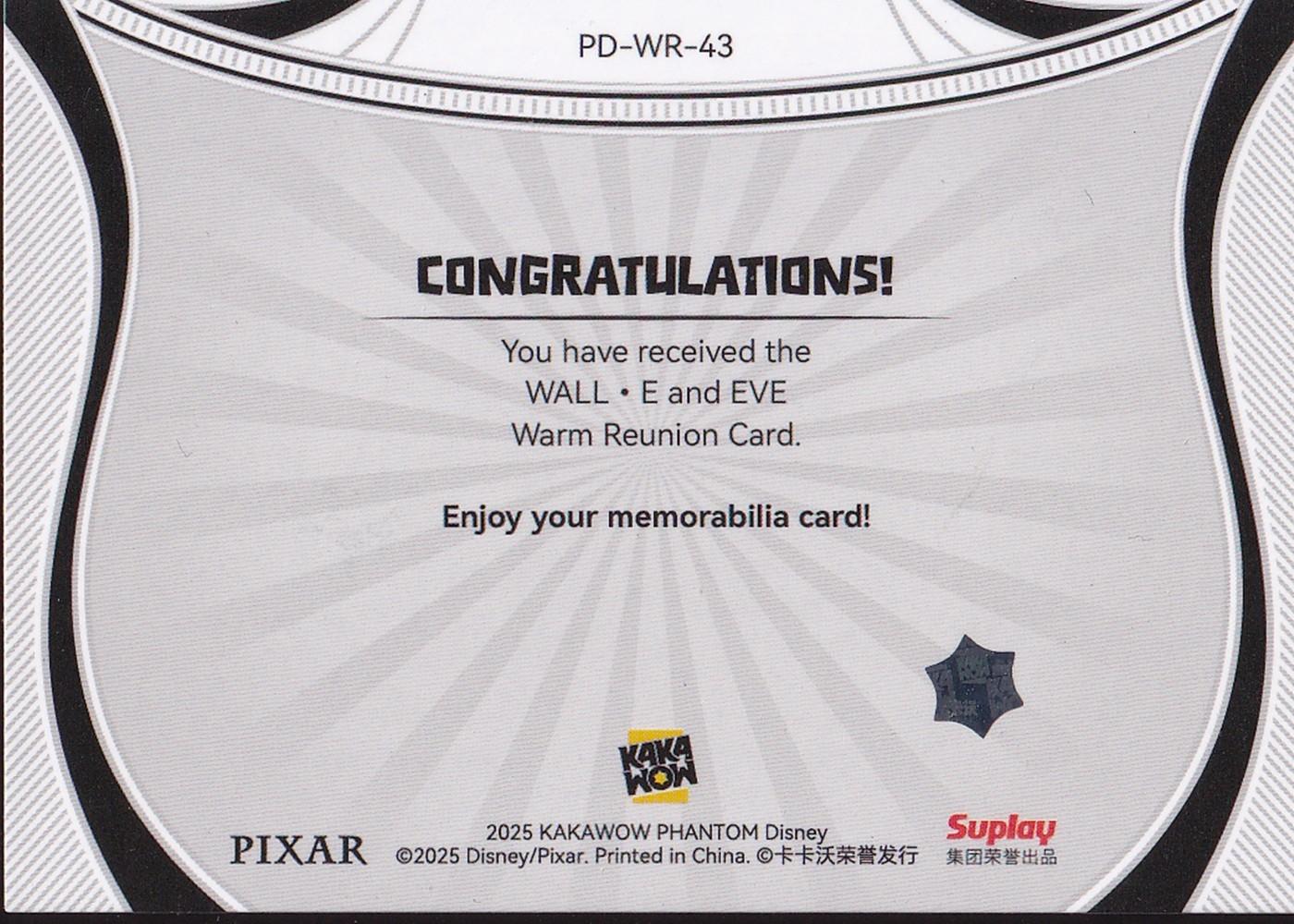 2025 Kakawow Phantom Disney Warm Reunion #PD-WR-43 WALL-E & EVE