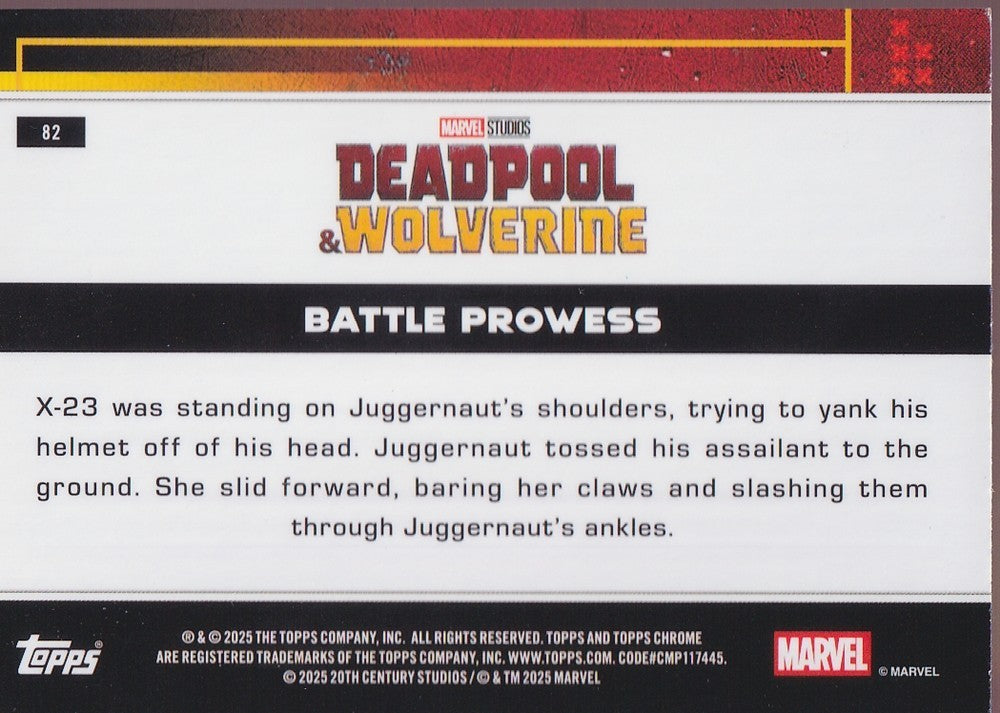 2025 Topps Chrome Deadpool Aqua Refractors #82 Battle Prowess (150/199)