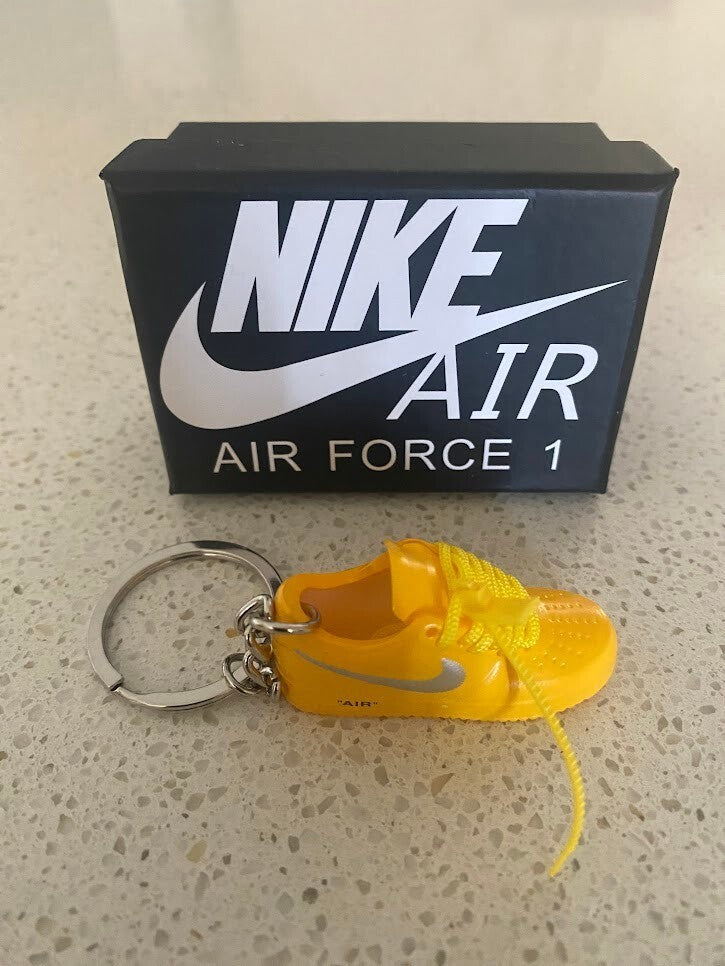 NIKE AIR FORCE 1 LOW OFF-WHITE-(ICA UNI GOLD)-3D SNEAKER KEYCHAIN WITH BOX