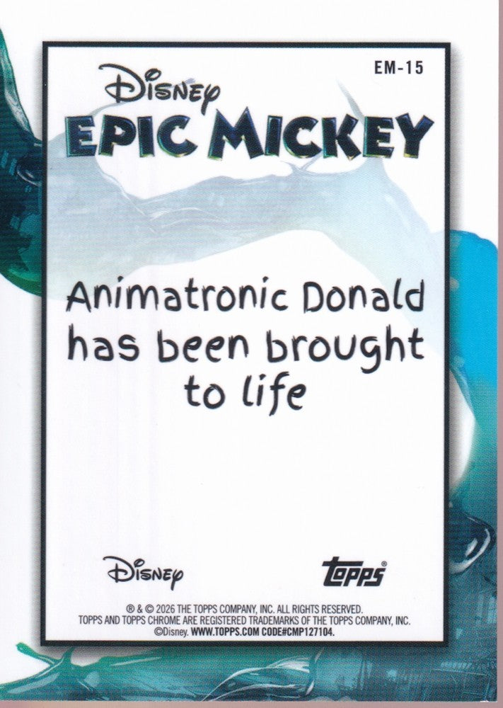 2026 Topps Disney Neon Epic Mickey #EM-15 Animatronic Donald